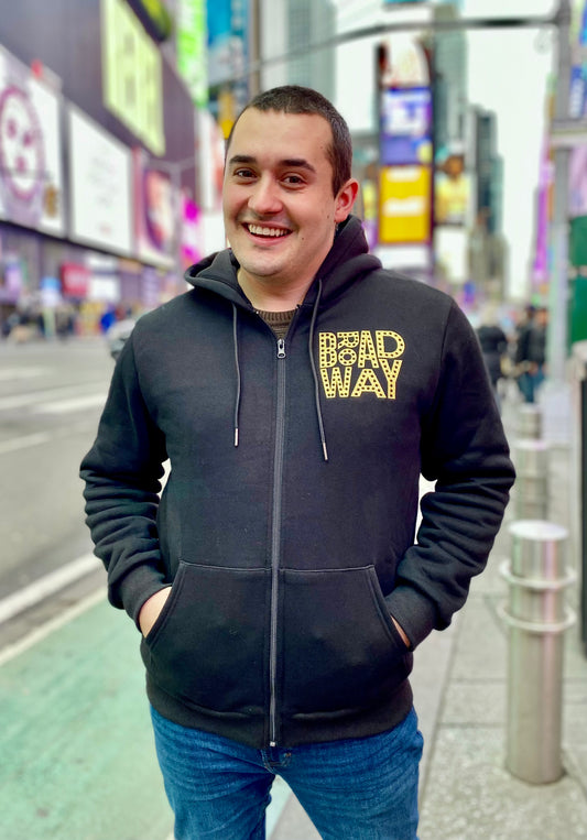 Golden Broadway Embroidered Black Zip-up Hoodie