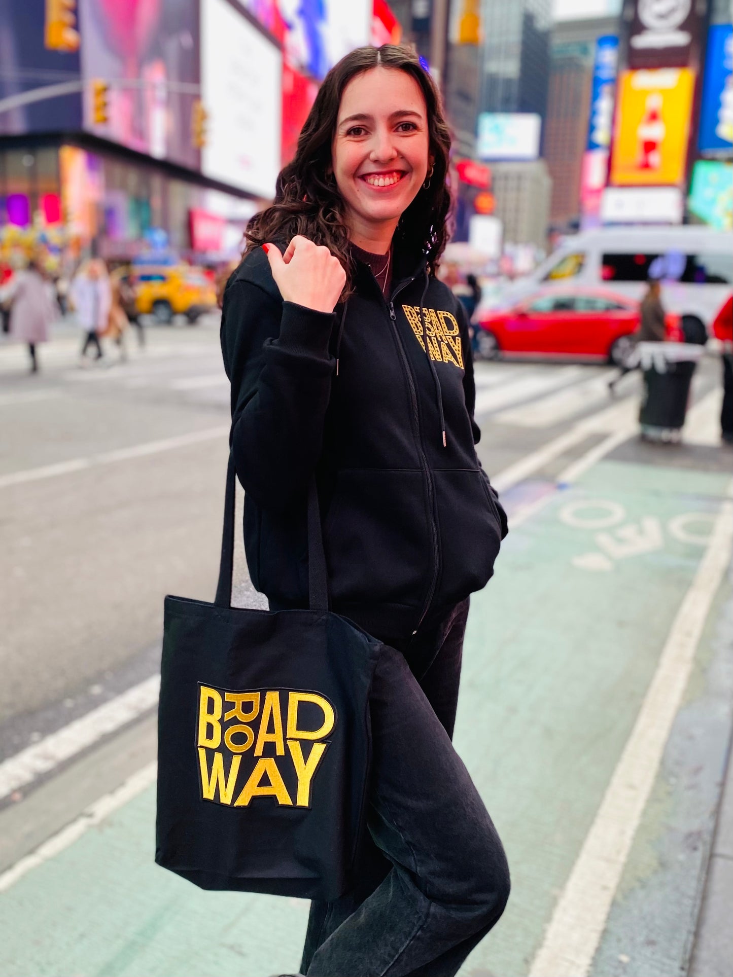 Golden Broadway Embroidered Tote Bag