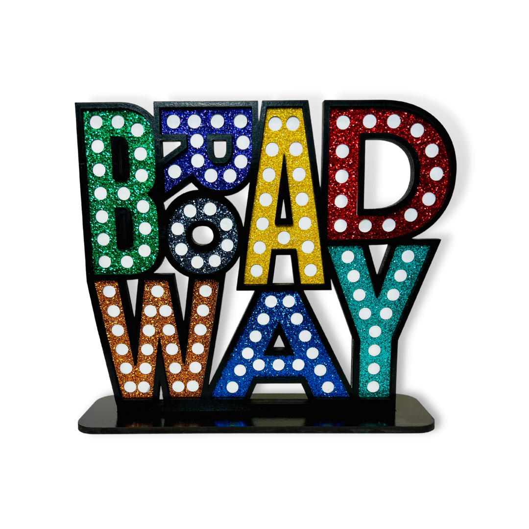 Glittery Broadway Sign Shelf Art