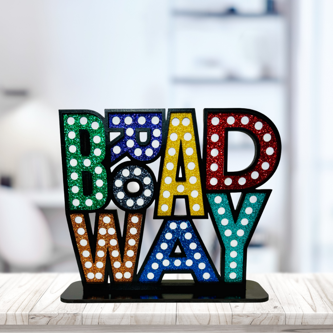 Glittery Broadway Sign Shelf Art