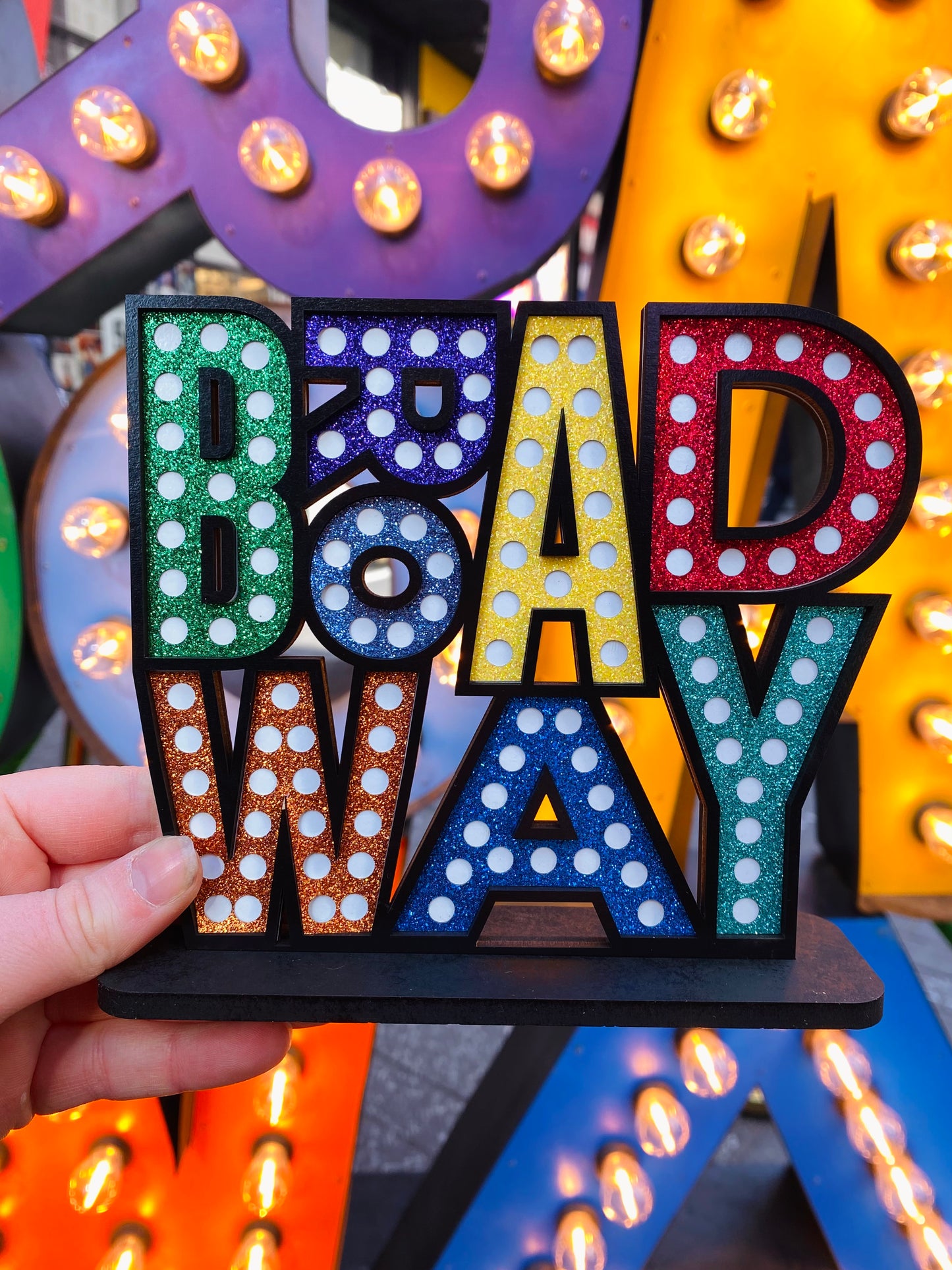 Glittery Broadway Sign Shelf Art