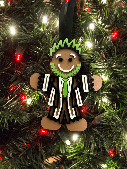 Gingerbread Pin-Striped Zombie Ornament (2023 Collection)