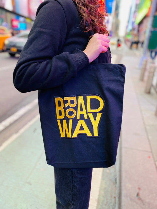 Golden Broadway Embroidered Tote Bag