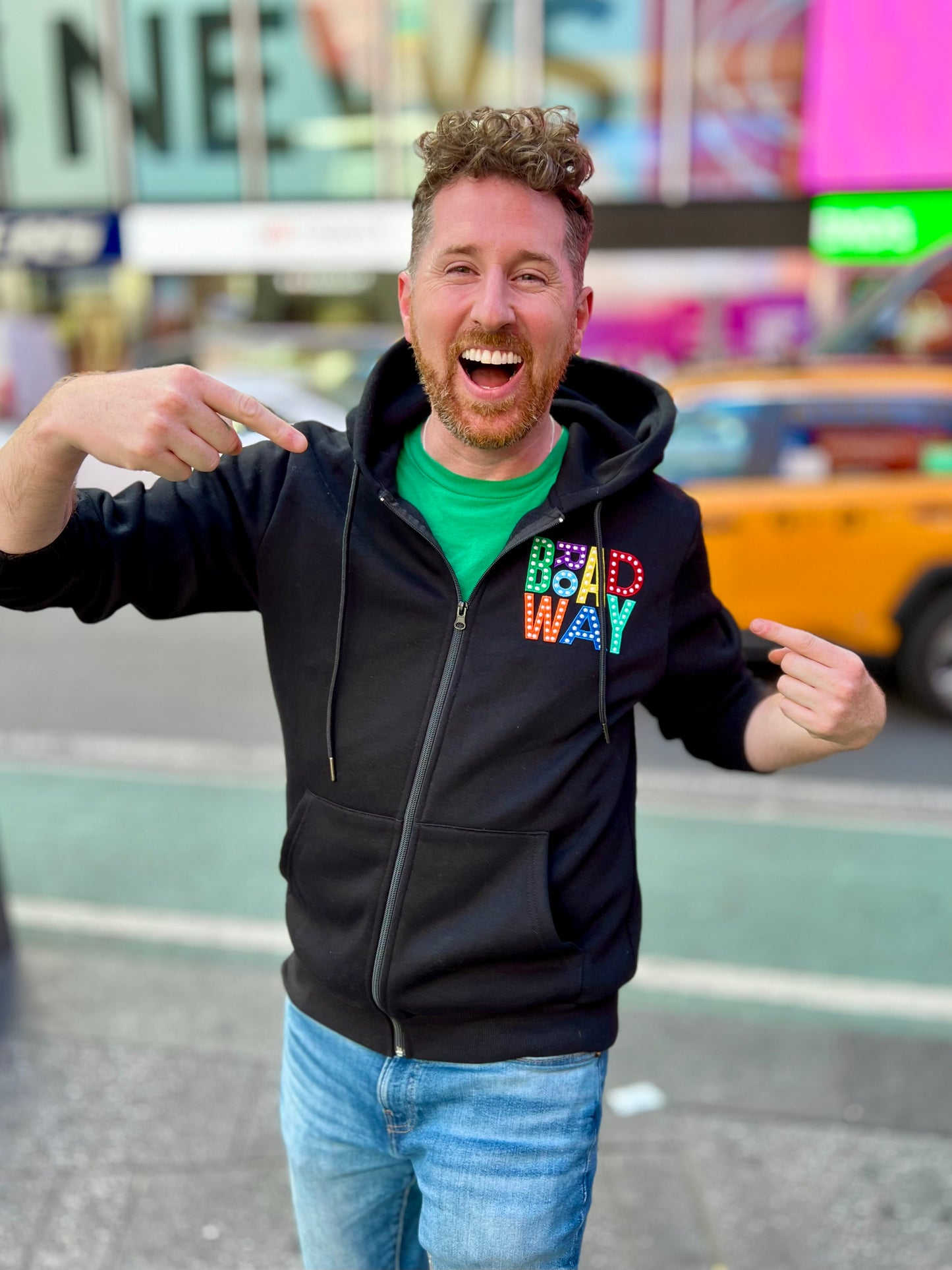 Broadway Embroidered Black Zip-up Hoodie