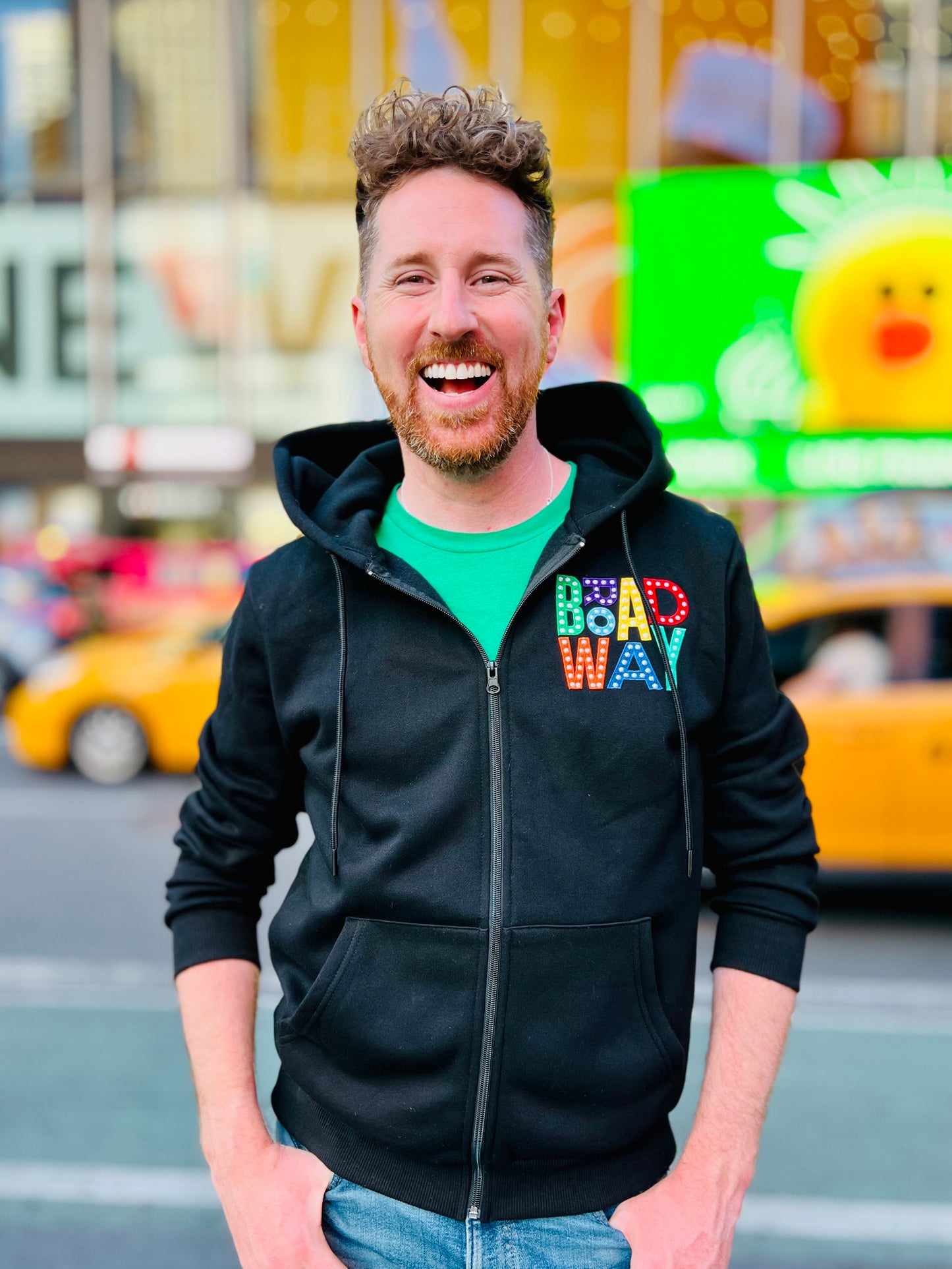 Broadway Embroidered Black Zip-up Hoodie