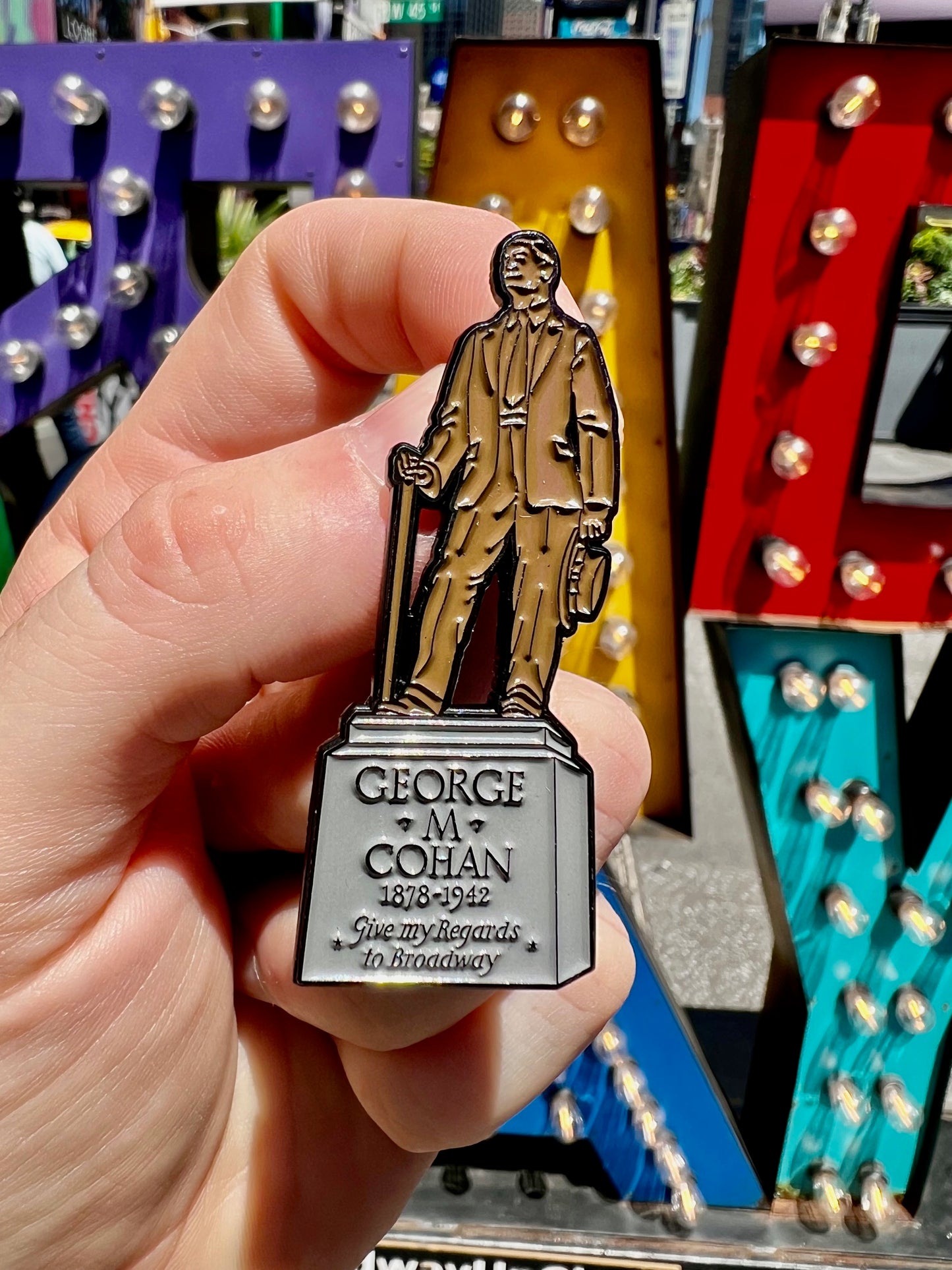 George M. Cohan Statue Enamel Pin