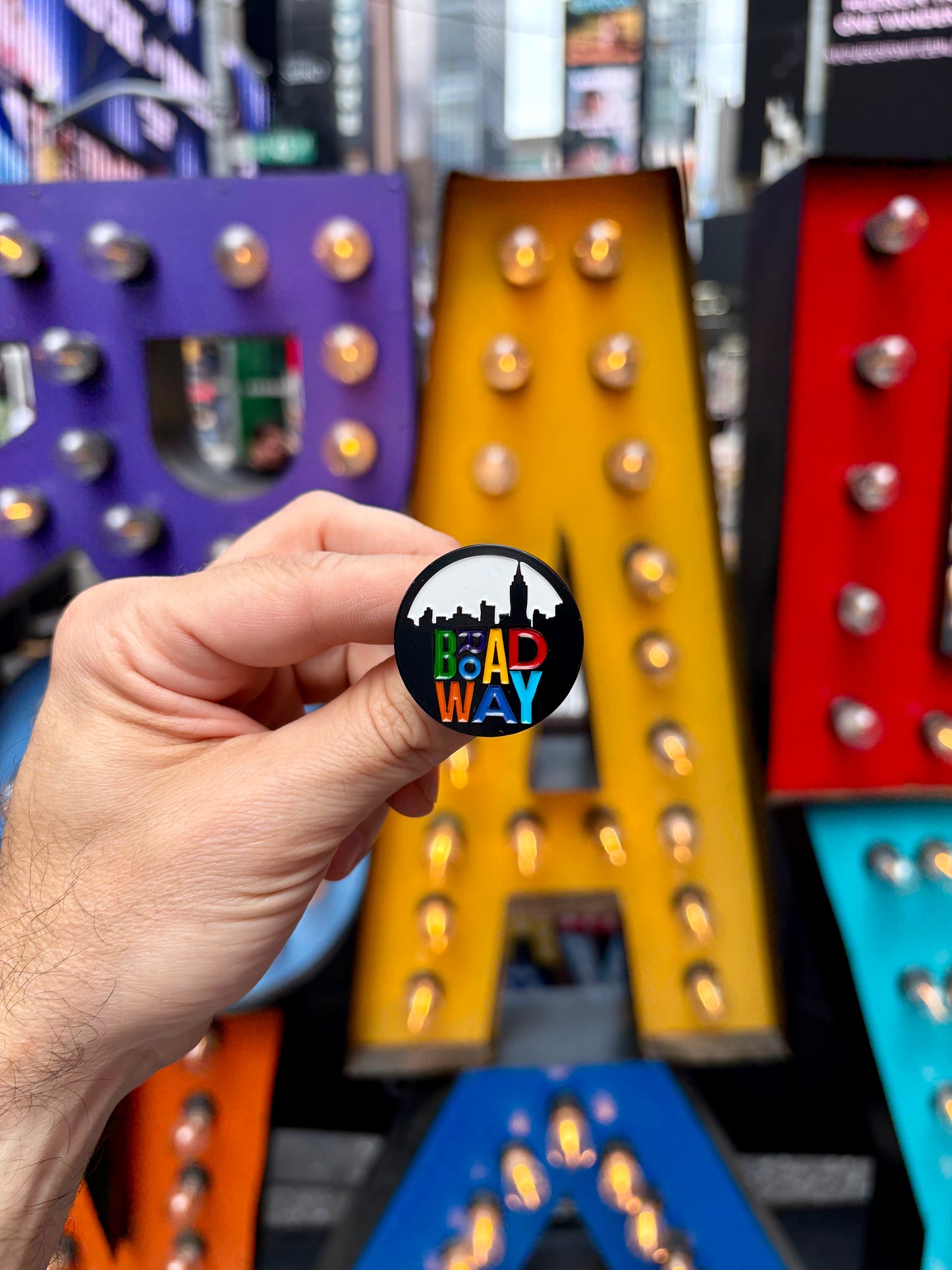White Skyline Broadway Enamel Pin
