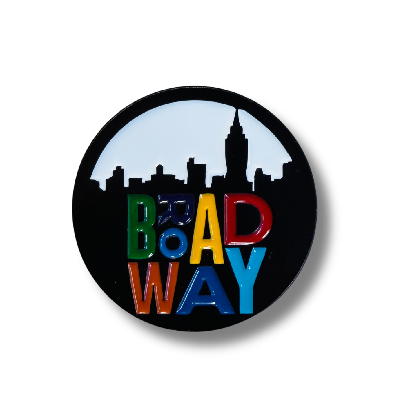 White Skyline Broadway Enamel Pin