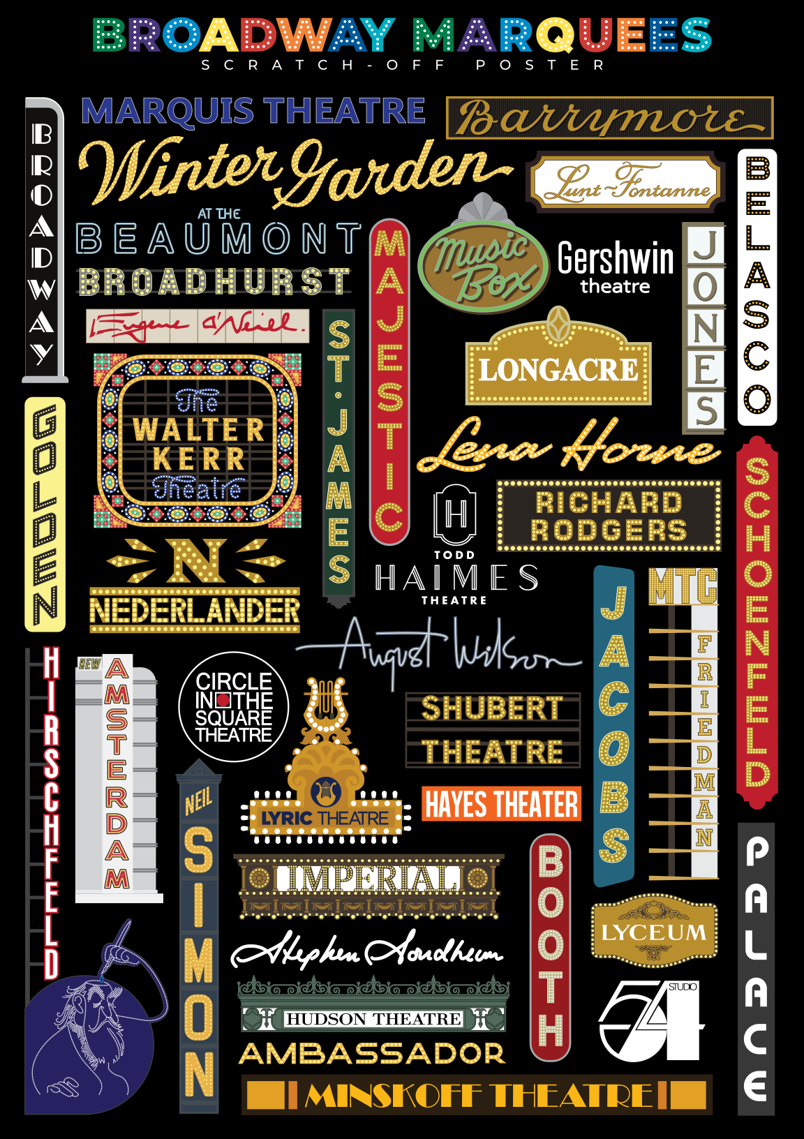 Broadway Marquees Scratch-Off Poster