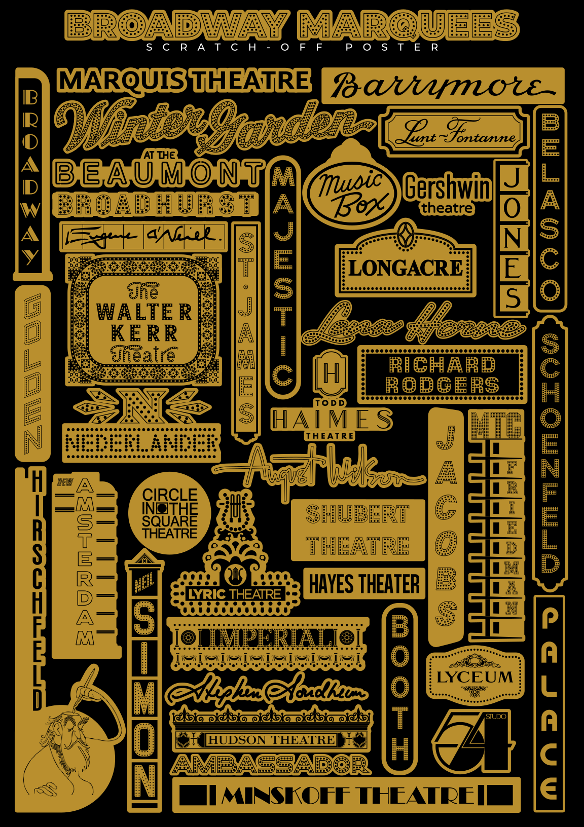 Broadway Marquees Scratch-Off Poster