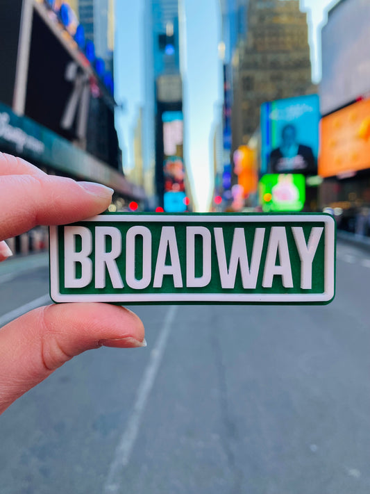 Broadway Street Sign Wooden Magnet